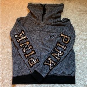 VS Pink Sequin Cowl Neck Pullover Sweatshirt